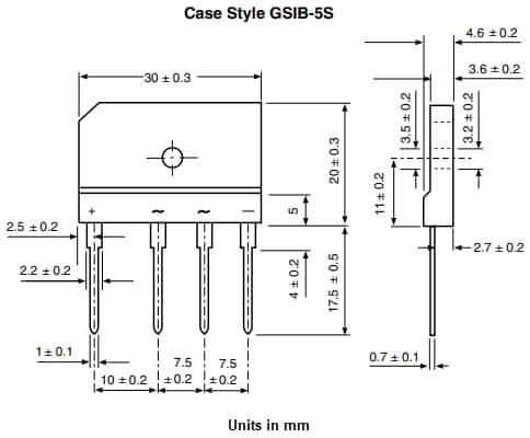 Technische Zeichnung - Vishay Semiconductors GSIB20x Brückengleichrichter